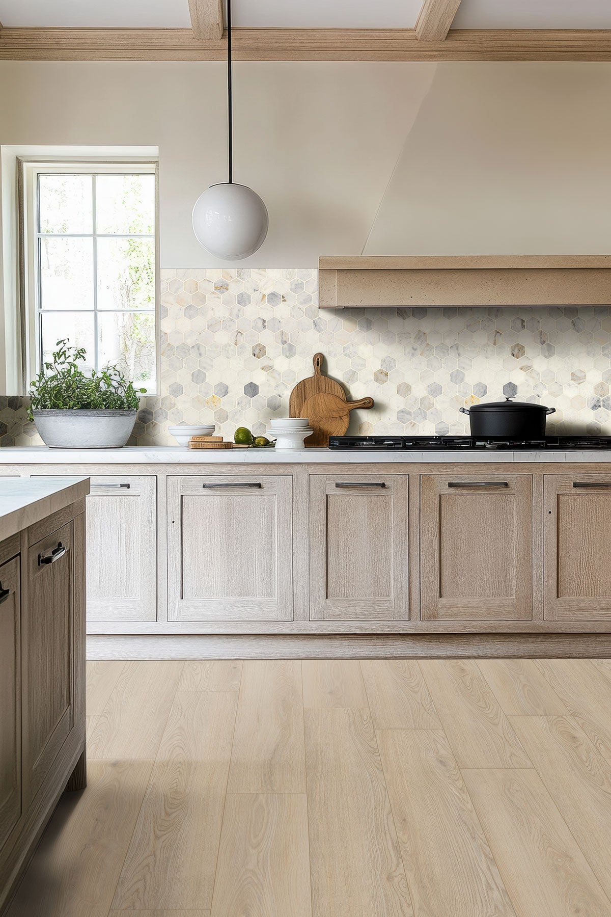 MSI Arabescato Venato Hexagon Tile — surface detail in natural tonality