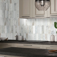 MSI Arabescato Venato Picket Tile — surface detail in natural tonality