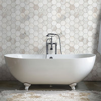 MSI Arabescato Venato White 5" Hexagon Honed Tile — surface detail in white tonality