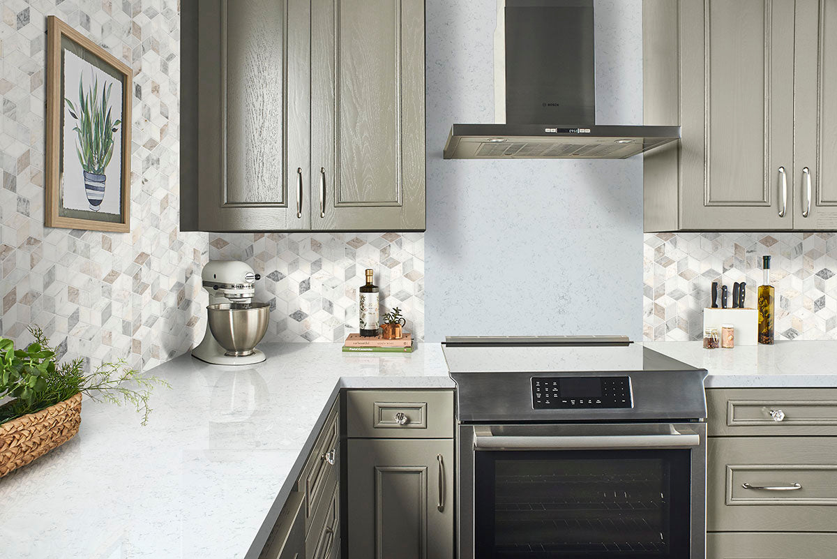 MSI Arabescato Venato Cube Marble Tile — surface detail in natural tonality