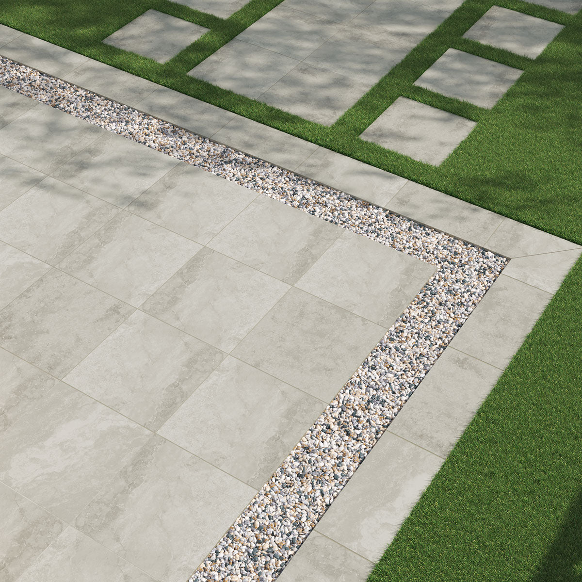 MSI Argento Travertino Porcelain Paver — surface detail in natural tonality