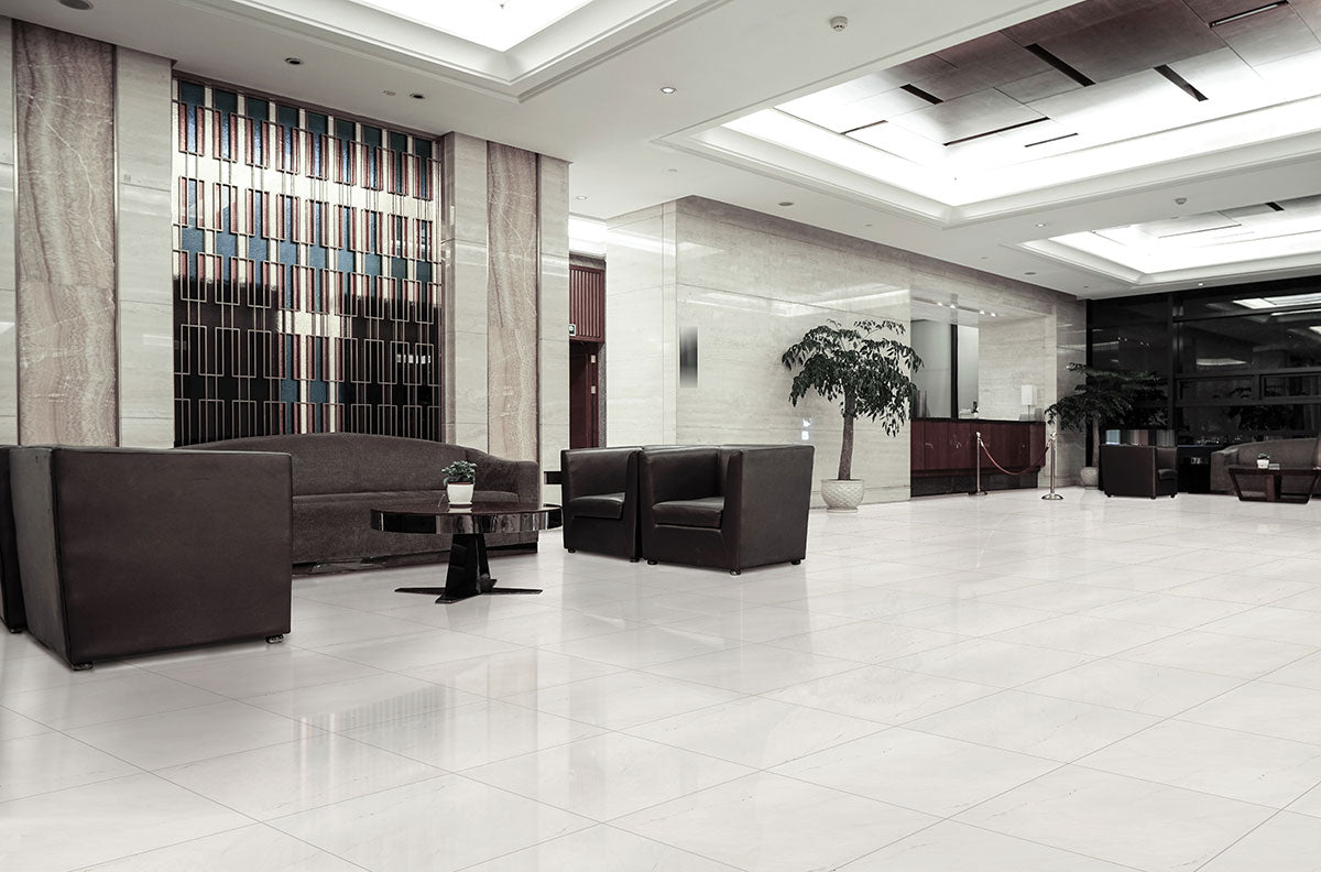 MSI Aria Ice — surface detail in natural tonality through-bodied porcelain for full-room install