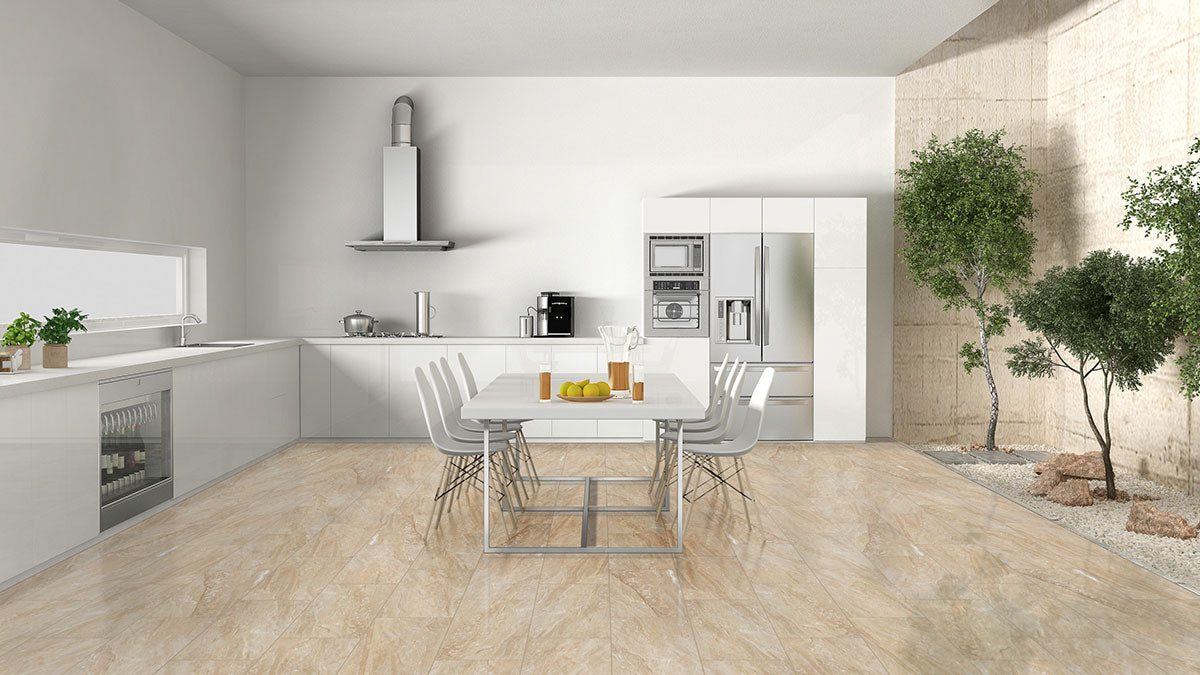 MSI Aria Oro — surface detail in natural tonality through-bodied porcelain for full-room install
