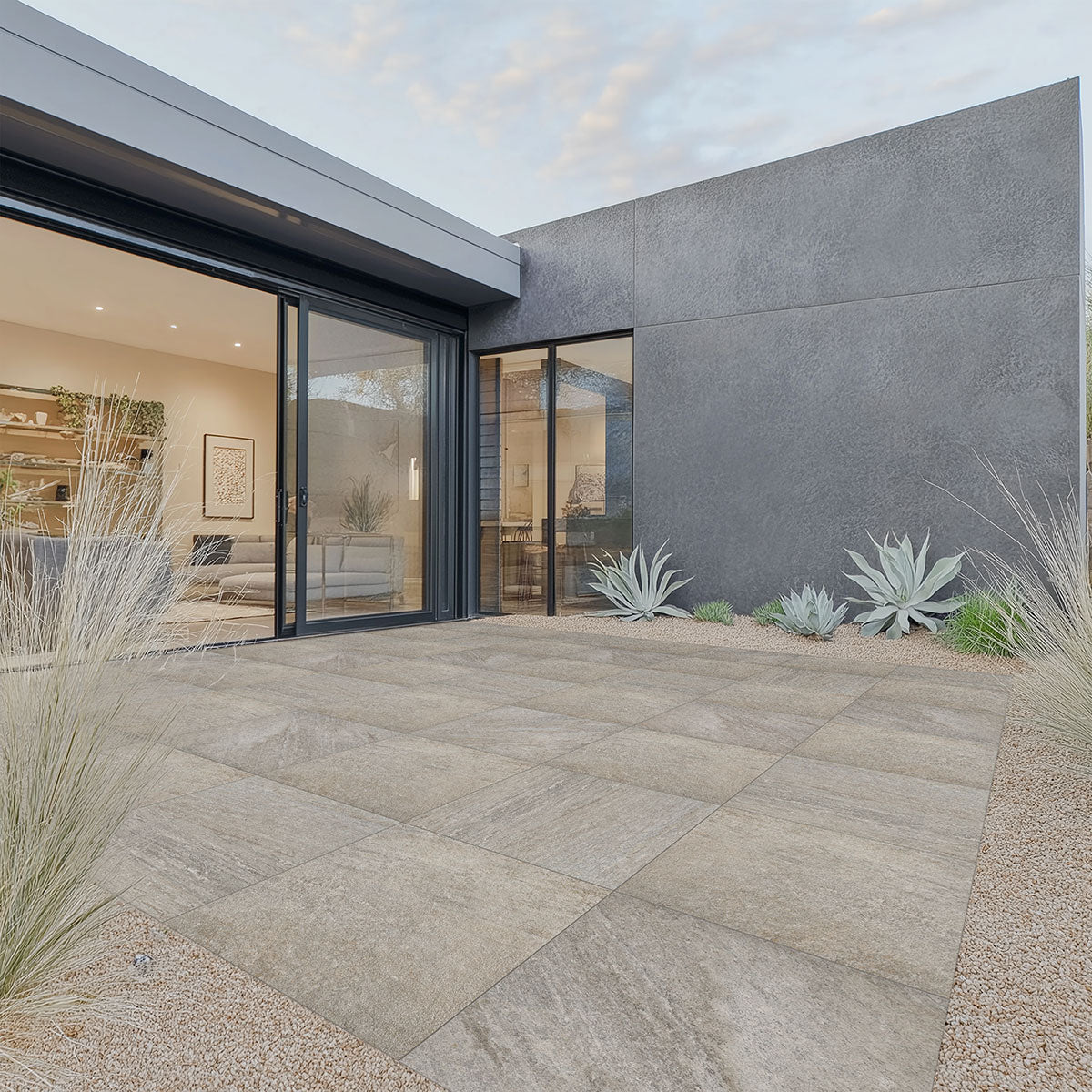 MSI Quartz Silver Porcelain Paver — surface detail in silver tonality