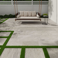 MSI Quartz Silver Porcelain Paver — surface detail in silver tonality