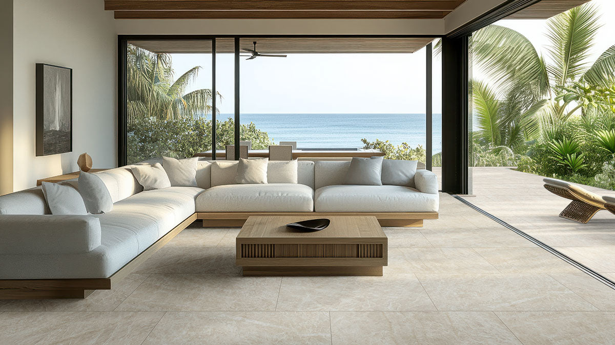 MSI Legions Taja Ivory Porcelain Paver — surface detail in ivory tonality