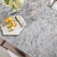MSI Aspen White Granite — surface detail in white tonality factory-finished eased edge ready for install