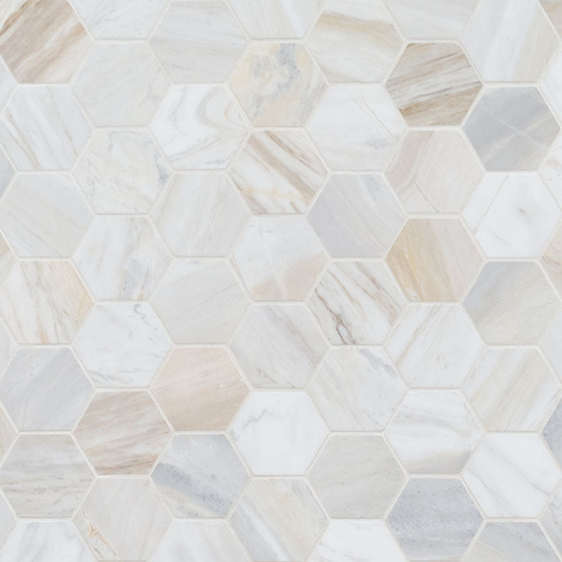 MSI Athena Gold 2" Hexagon Honed Mosaic Tile — Natural Stone Mosaic in gold tonality