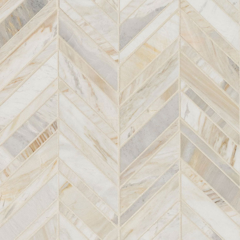 MSI Athena Gold Chevron Pattern Honed — Natural Stone Mosaic in gold tonality