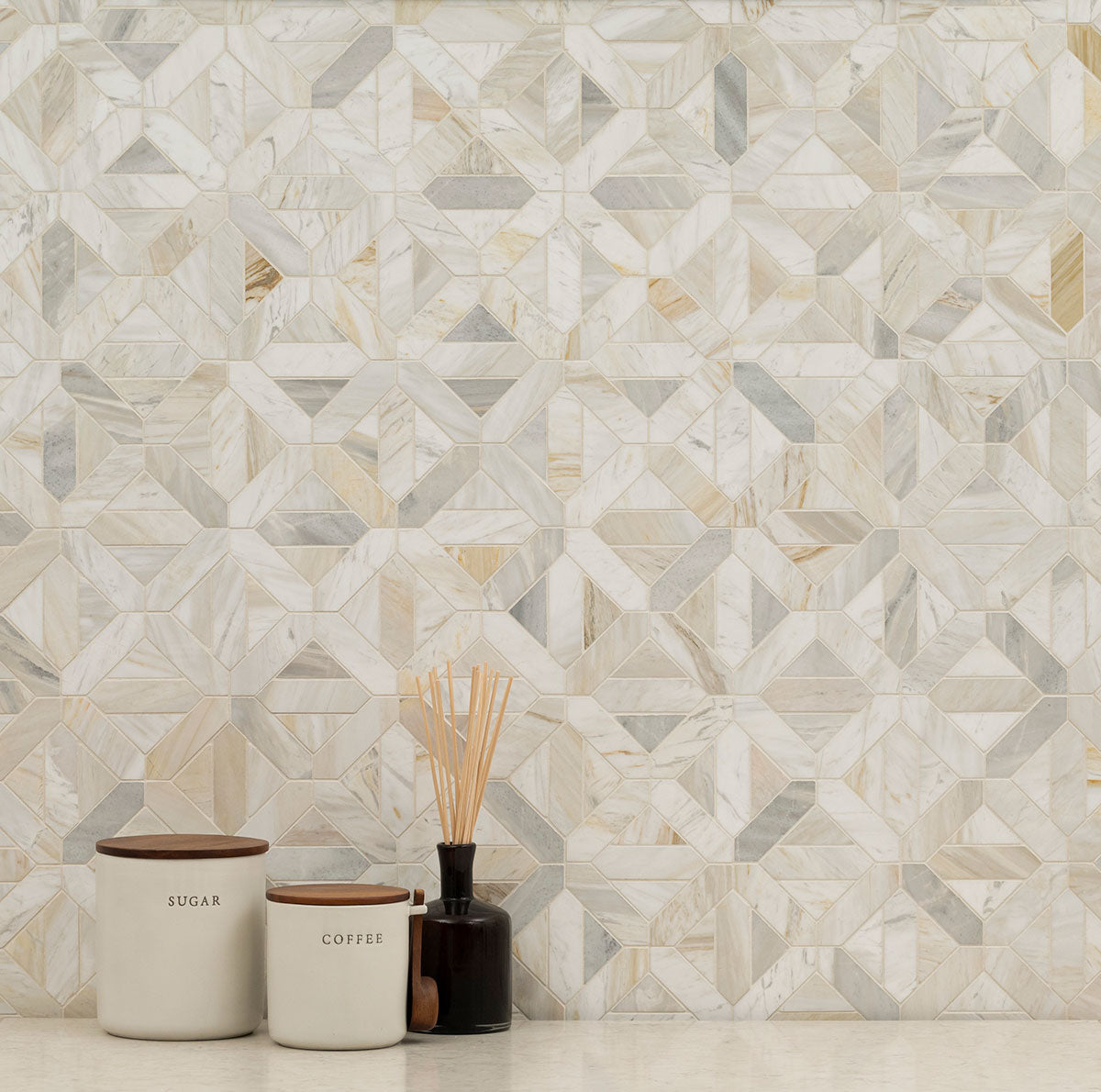 MSI Athena Gold Geometrica Honed Tile — surface detail in gold tonality