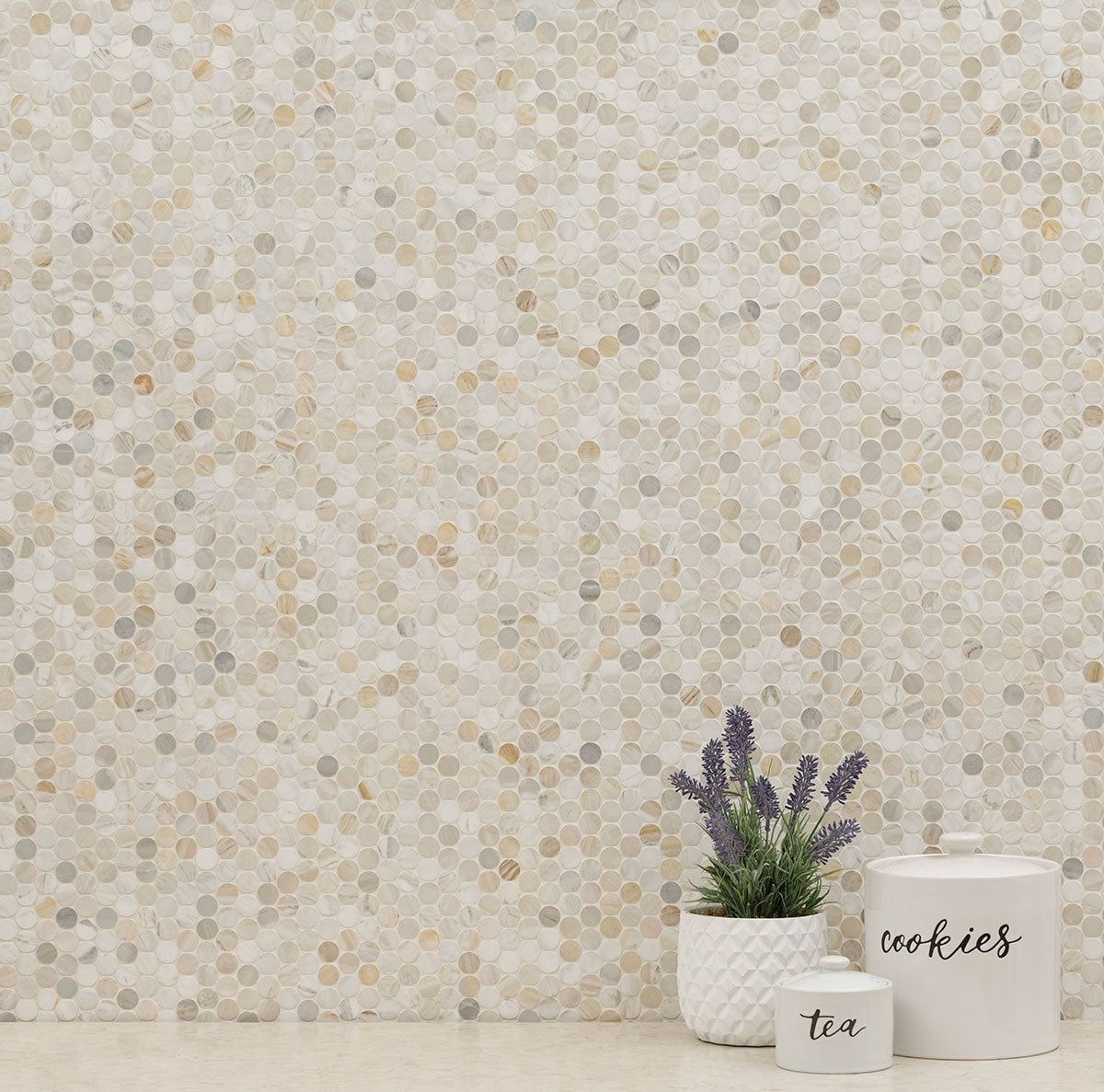 MSI Athena Gold Pennyround Tile — surface detail in gold tonality