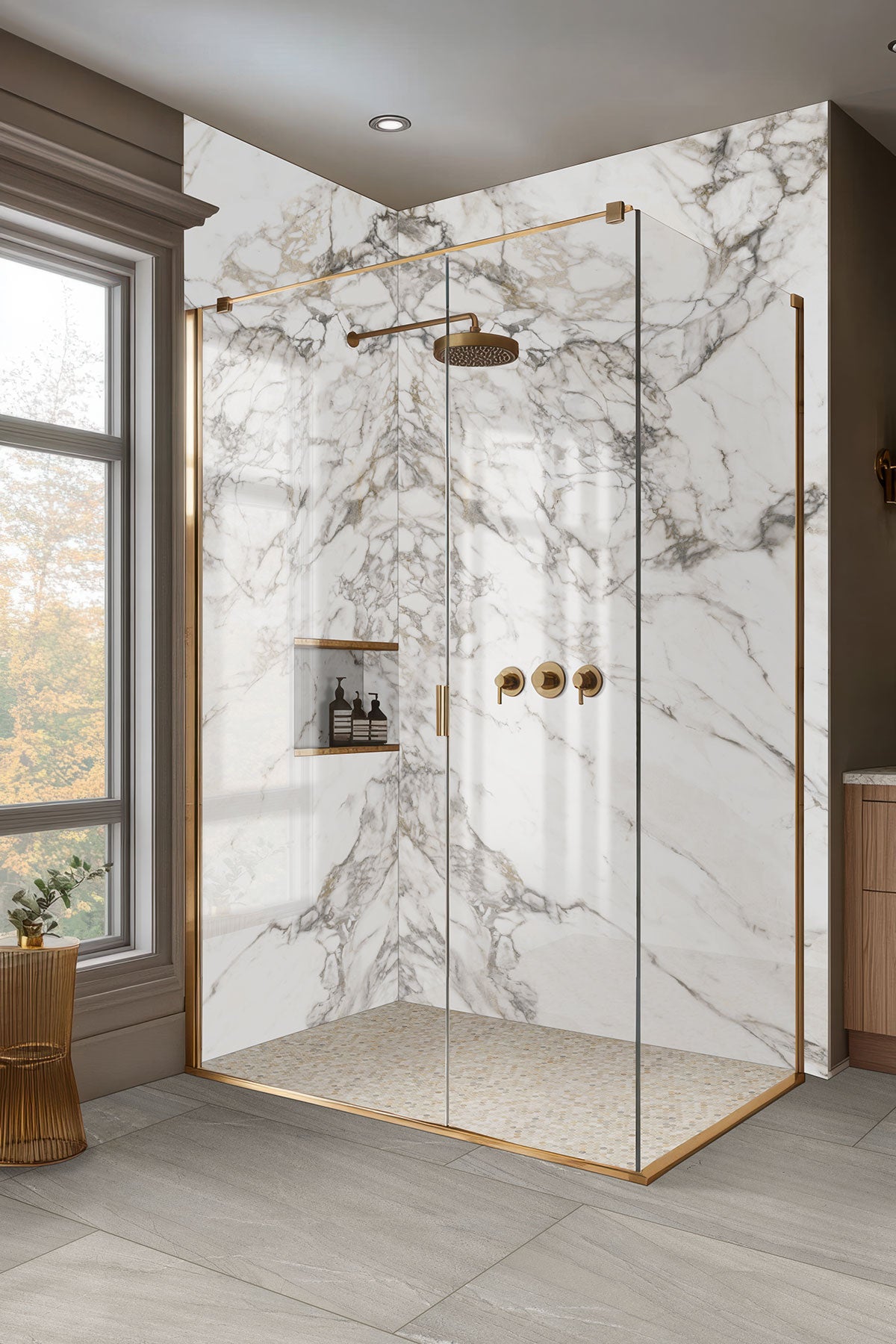 MSI Athena Gold Pennyround Tile — surface detail in gold tonality