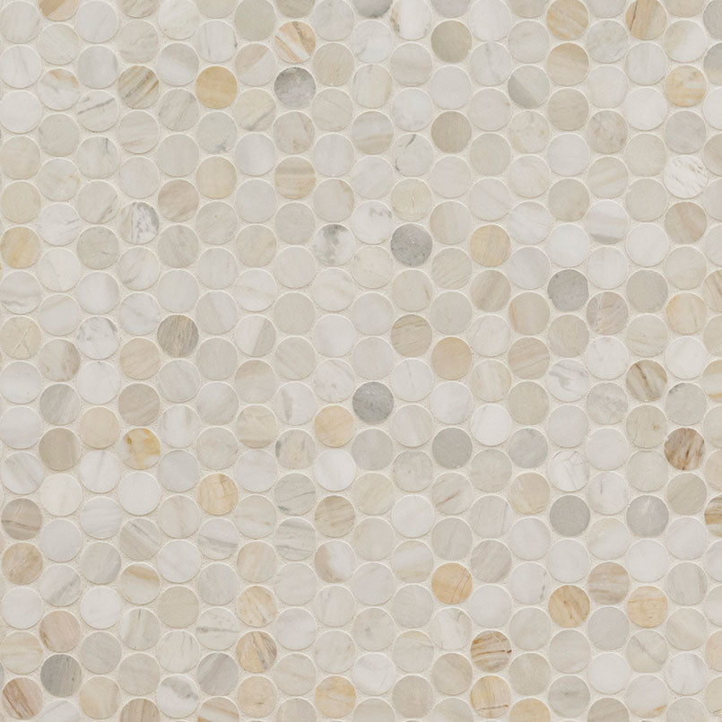 MSI Athena Gold Pennyround Tile — Natural Stone Mosaic in gold tonality