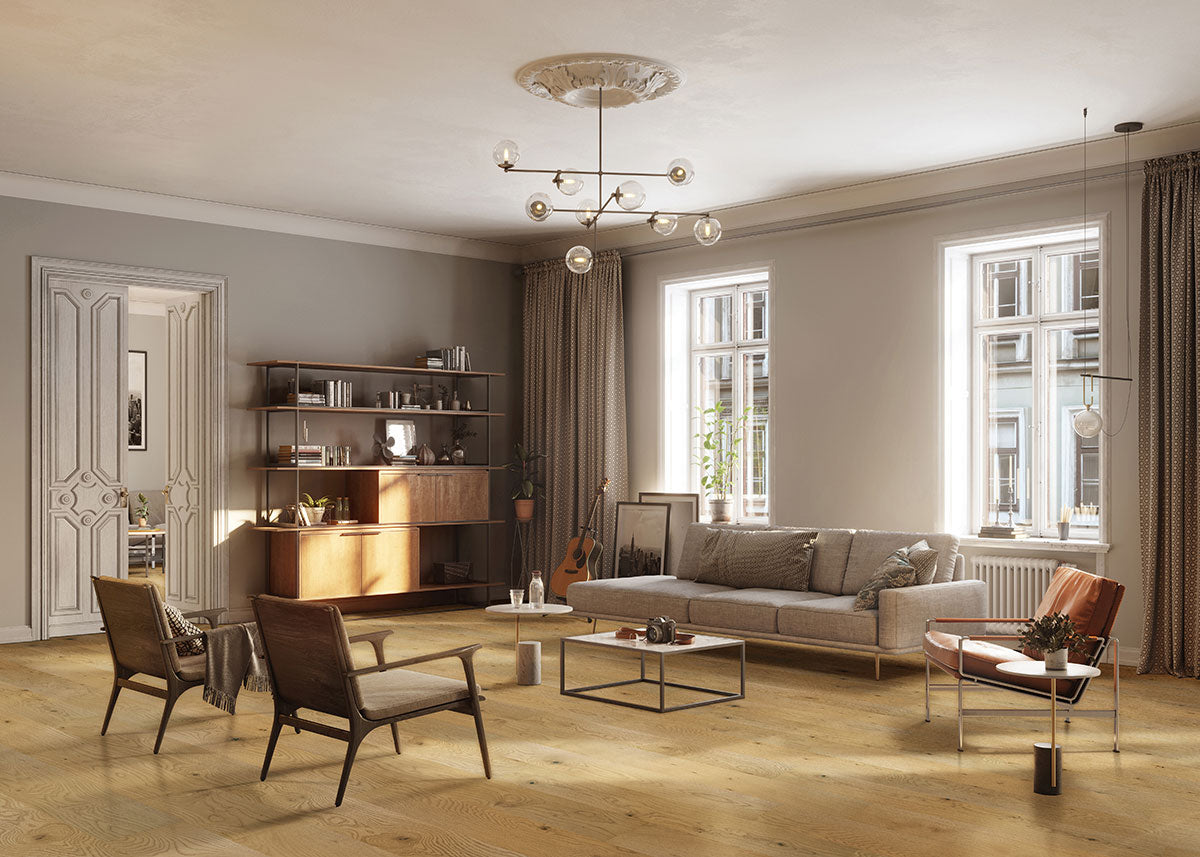 MSI Woodhills Aura Gold Oak Wood Flooring — surface detail in gold tonality