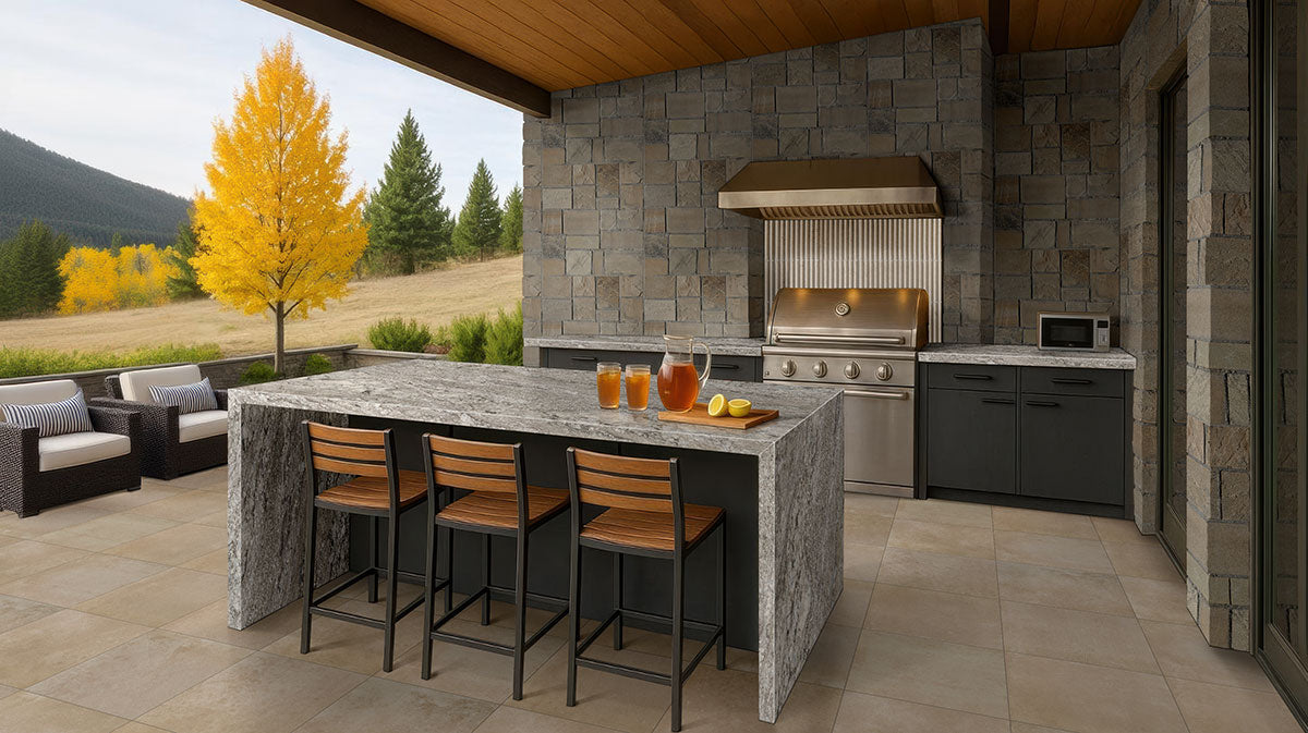 MSI Azul Celeste granite countertop room scene, fifth view