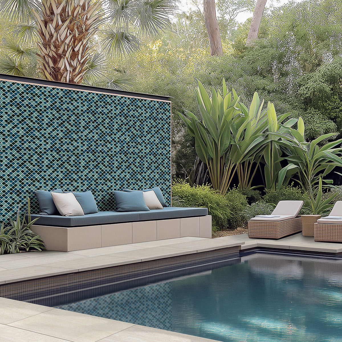 MSI Azul Scallop 8mm Mosaic Tile — room scene