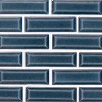 MSI Highland Park Bay Blue Beveled Tile 2x6 — Marble Threshold in blue tonality