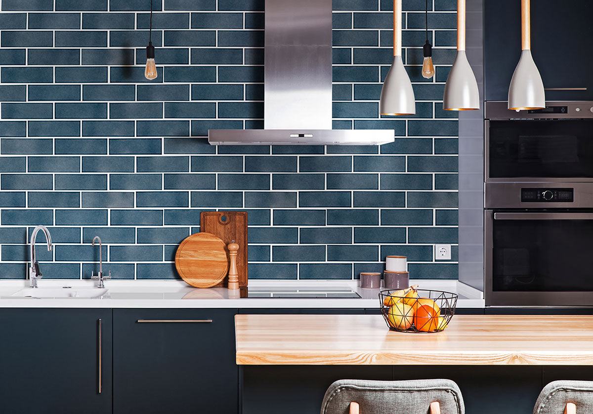 MSI Highland Park Bay Blue 4x12 Tile — surface detail in blue tonality