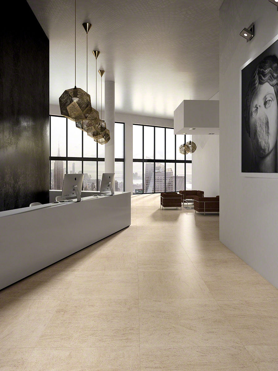 MSI Livingstyle Beige — surface detail in beige tonality through-bodied porcelain for full-room install