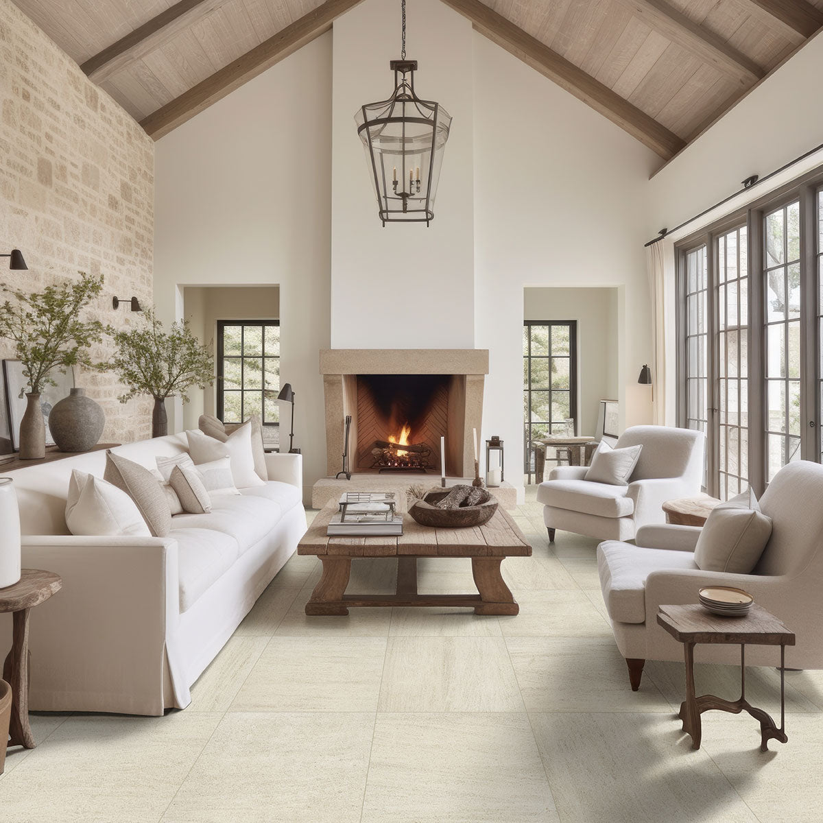 MSI Livingstyle Beige — surface detail in beige tonality through-bodied porcelain for full-room install