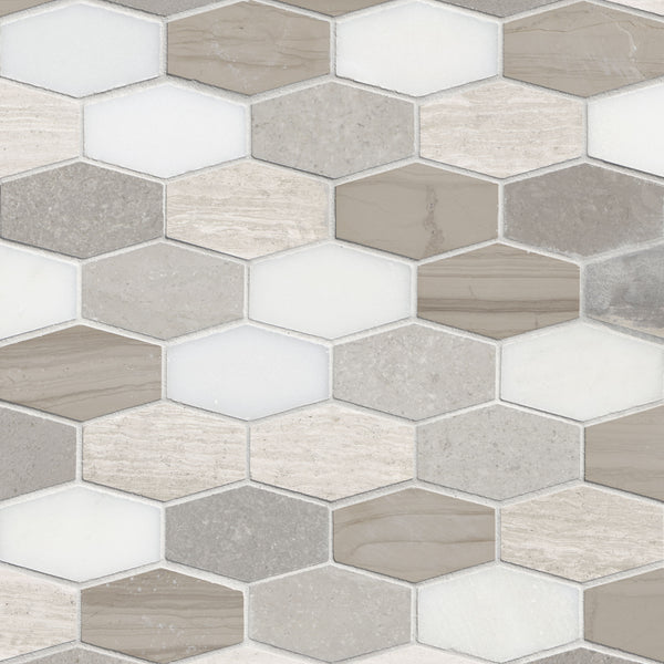 MSI White Oak Bellagio Blend Elongated Hexagon