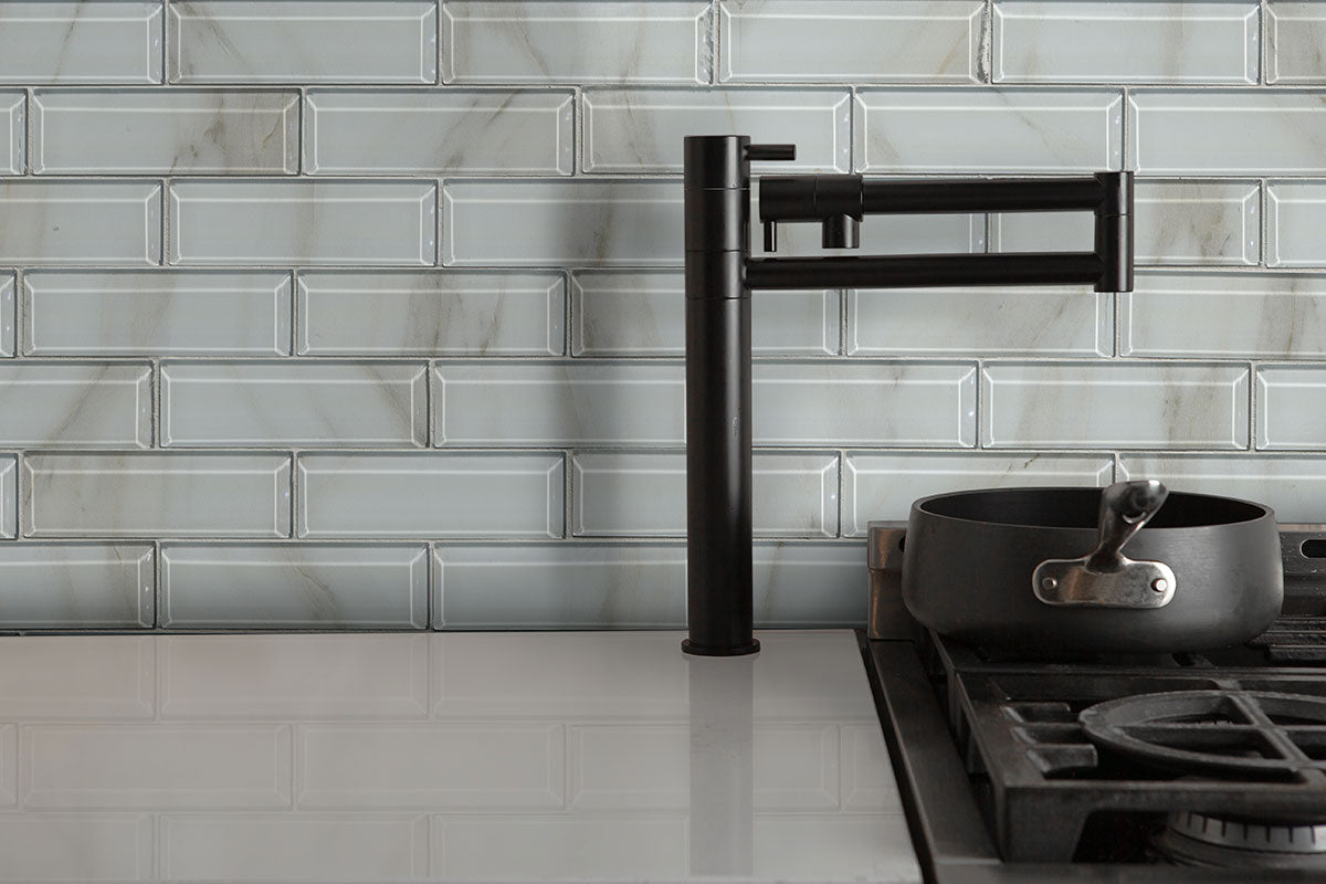 MSI Ivory Amber Beveled Subway Tile — surface detail in ivory tonality