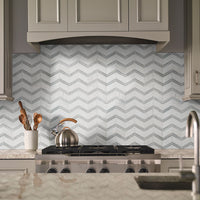 MSI Bianco Dolomite Marble Chevron Pattern — surface detail in natural tonality