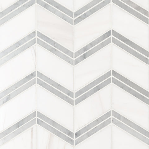 MSI Bianco Dolomite Marble Chevron Pattern