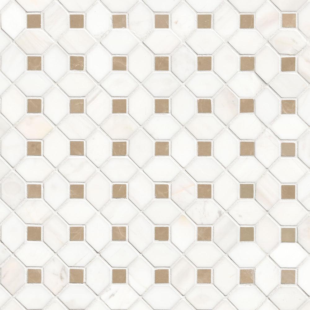 MSI Bianco Dolomite Crema Dotty Pattern — Natural Stone Mosaic