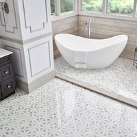 MSI Bianco Dolomite Geometrica Tile — surface detail in natural tonality