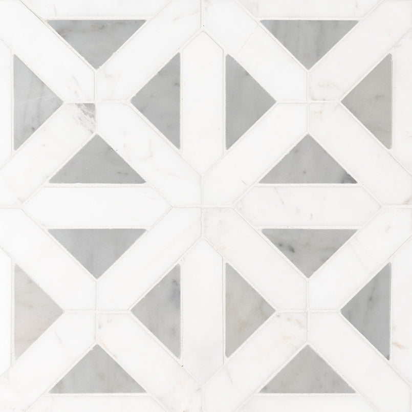 MSI Bianco Dolomite Geometrica Tile — Natural Stone Mosaic polished
