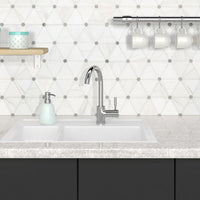 MSI Bianco Dolomite Pinwheel Tile — surface detail in natural tonality