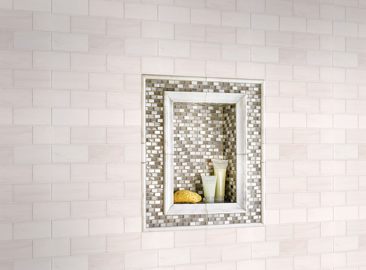 MSI Bianco Dolomite Polished Subway Tile 3x6 — surface detail in natural tonality