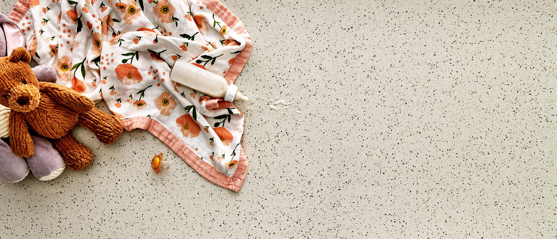 MSI Bianco Pepper, surface detail in natural tonality engineered slab for kitchen and feature install