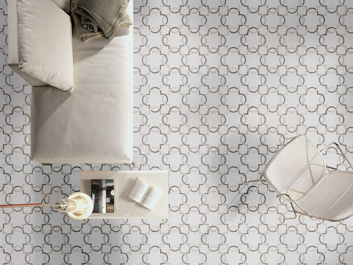 MSI Bianco Quatrefoil Polished Tile — surface detail in natural tonality