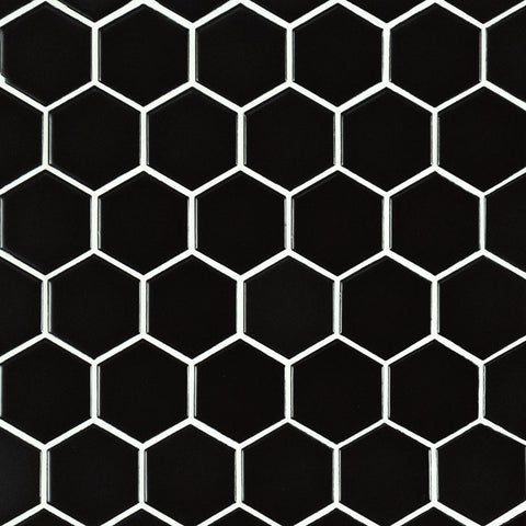 MSI Domino Black Matte Hexagon 2" Mosaic Tile
