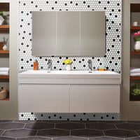MSI Domino Black and White 1" Hexagon Mosaic Tile — surface detail in white tonality