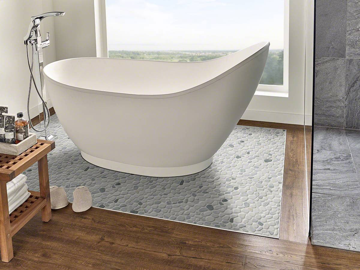MSI Black and White Pebbles Mosaic — surface detail in white tonality