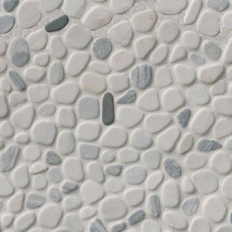 MSI Black and White Pebbles Mosaic — Pebble Mosaic Tile in white tonality