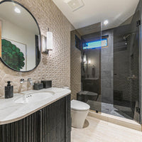 MSI Black Marble Pebbles Tumbled Tile — surface detail in black tonality