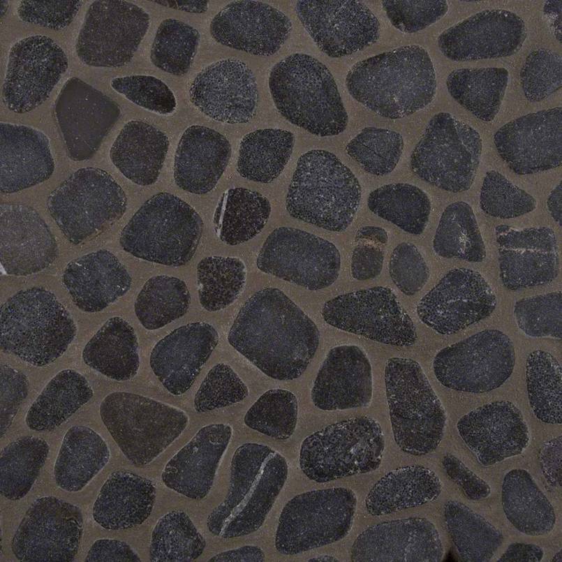 MSI Black Marble Pebbles Tumbled Tile — Pebble Mosaic Tile in black tonality