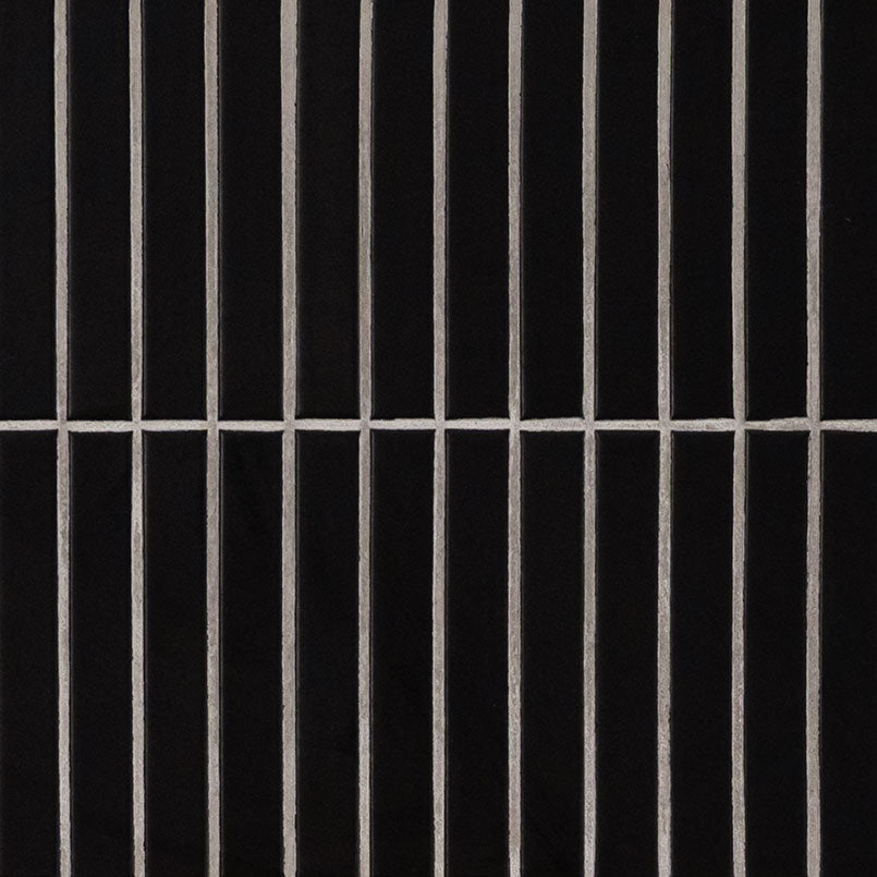 MSI Domino Black Matte 1x6 Stack Pattern — Porcelain Wall Tile in black tonality
