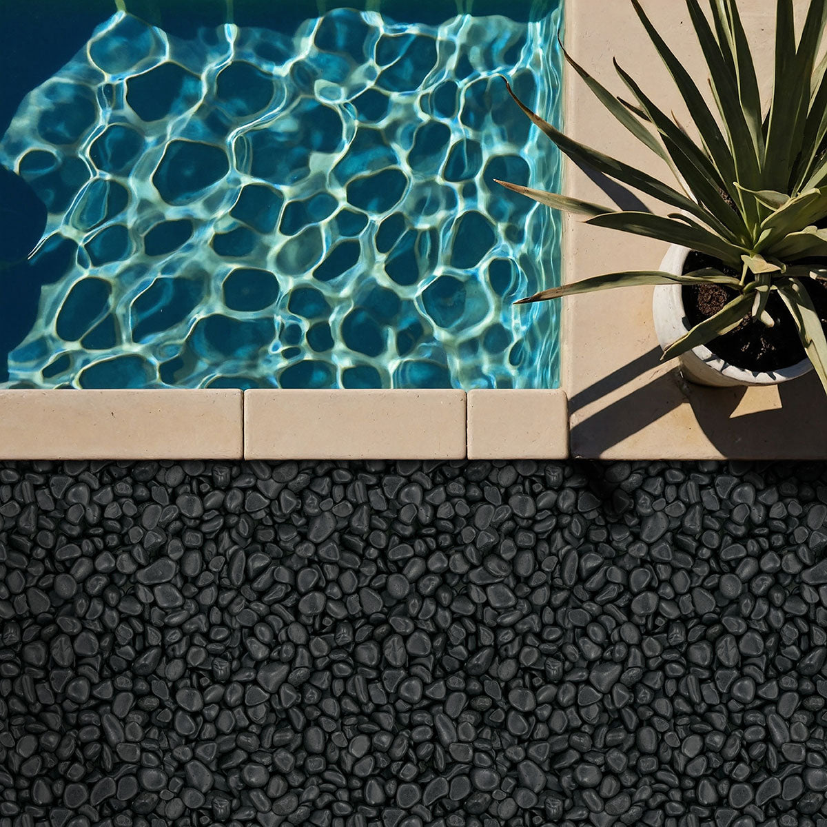 MSI Black Polished Pebbles — surface detail in black tonality