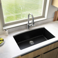 MSI Black Quartz Single Bowl 3219 Sinks — surface detail in black tonality