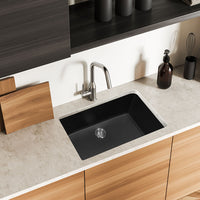 MSI Black Quartz Single Bowl 3219 Sinks — surface detail in black tonality