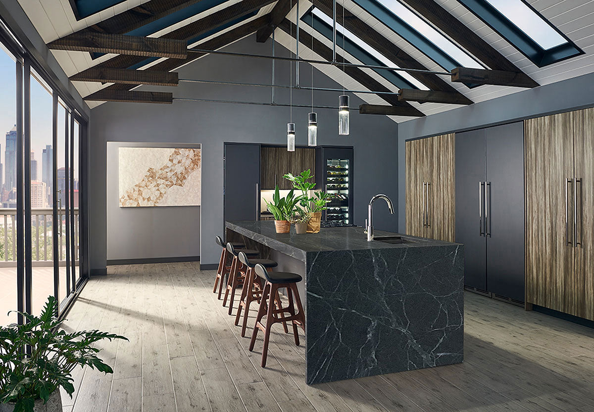 MSI Black Soapstone — surface detail in black tonality non-porous heat-resistant natural stone slab