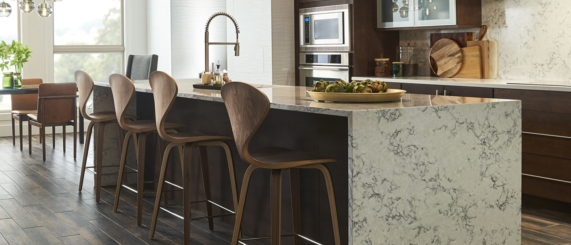 MSI Blanca Arabescato quartz countertop room scene