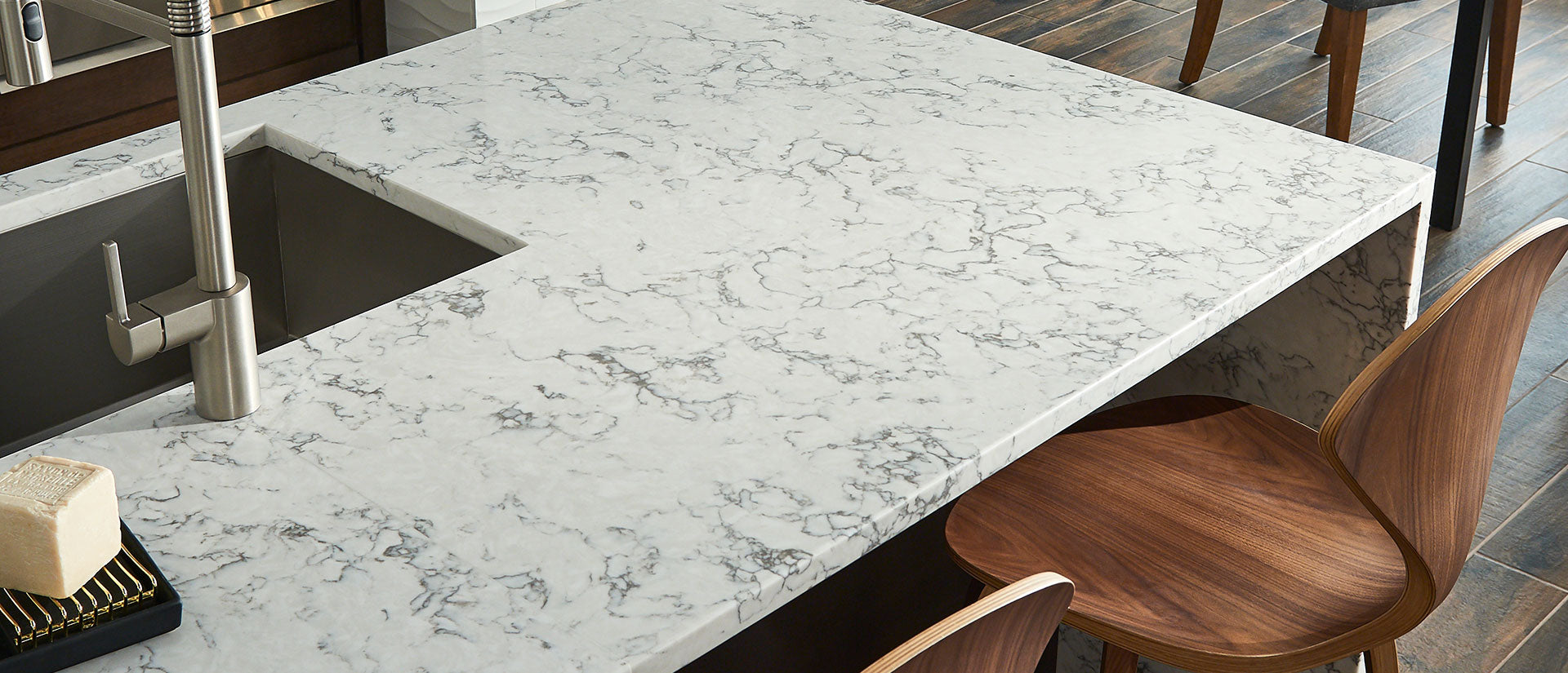 MSI Blanca Arabescato quartz countertop room scene, fifth view