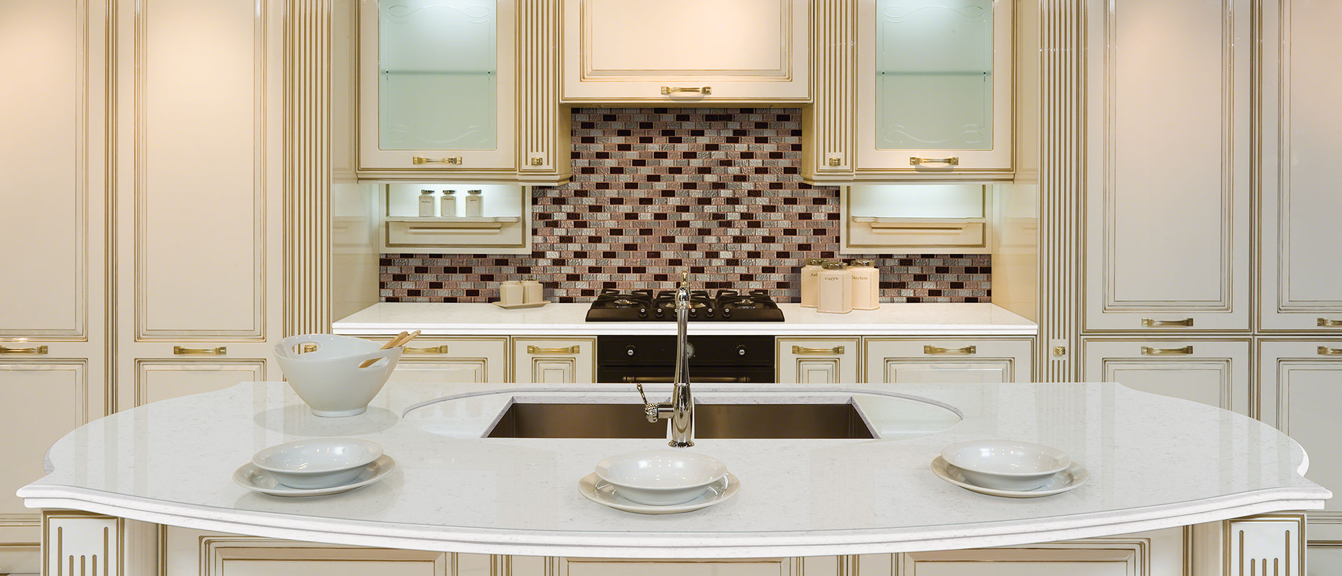 MSI Blanca Statuarietto quartz countertop room scene, third view