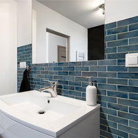 MSI Blue Shimmer Glass Subway Tile — surface detail in blue tonality
